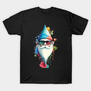 Coloful Artsy Santa Elf with 3D Glasses T-Shirt